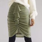 Anthropologie Mare Mare Green Ruched Ruffle Mini Skirt Size Small Photo 1