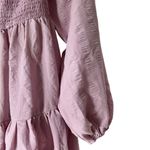 Urban Outfitters Pale Pink Gabriella Smocked Tiered Midi Dress Long Sleeves SM Photo 4