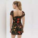 Urban Outfitters Ella Black Floral Ruffle Sleeve Bodycon Stretch Mini Dress M Photo 1