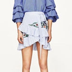 ZARA ✨HP✨ Stripped Embroidered Floral Ruffle Skirt✨ Photo 0