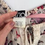 Vintage Y2K butterfly print babydoll bell sleeve crochet sheer blouse White Photo 3