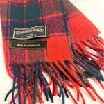 James Pringle Weavers Red Robertson Classic plaid wool Scarf with Fringe Trim Photo 5