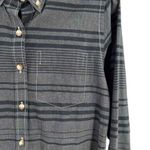 Peau De Loup x Wildfang Gray Black Striped Contrast Stitching Button Up Women XS Photo 1