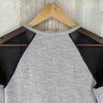 BCBGeneration  Sweater Womens XXS Gray Black Lace Shoulders Peplum Hem Photo 5