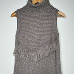 Anthropologie Nomad Morgan Carper Vesper Gray Fringe Longline Sleeveless Sweater Photo 3