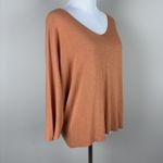Made in Italy Sweater Top Womens Large Orange 3/4 Sleeve Dolman V Photo 3