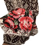 Elegant Brown and Beige Patterned Dress with Red Floral Accents BRAND NEW Size L Photo 1