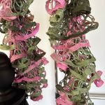 Unlisted Crochet Camo Ruffle Baby Pink Green Scarf Stretchy Y2K Girly Photo 3
