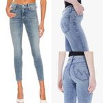 MOTHER Denim The Looker Ankle Fray Skinny Cigarette Jeans Twice Shy Light Wash Blue Size 30 Photo 3
