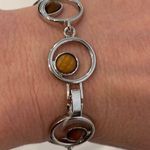 Lia Sophia Lía Sophia Women’s Bracelet Silver-Tone Circles Brown Yellow Gemstones Metallic Photo 0