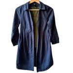 H&M  blue shirt dress tunic size 2 front button button down casual trendy office Photo 3