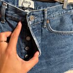 AGOLDE Parker Short in Caution Denim Fray Button Fly Cutoff Blue - Size 28 Photo 10