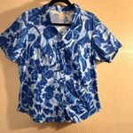 Columbia Women's Blue and White Patterned Shirt XL Photo 0