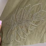 Chico's Chico’s by Chico’s Army Green Shirt Embroidered Medium - Size 1 Photo 4