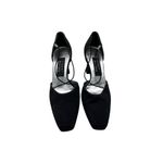 Stuart Weitzman  5B Black Suede Heels Womens Size 5 Elegant Square Toe Straps Photo 2