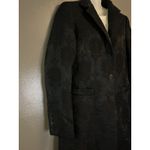 DKNY Coat Womens Medium Black Jacquard Wool Blend Long Button Up Lined Elegant Photo 6