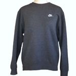 Nike Vintage Mini Swoosh Sweatshirt Dark Gray Fleece Pullover Crewneck Sports Casual •Size Small Photo 1