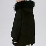 Real raccoon fur collar down winter jacket coat parka puffer trench coat bomber Black Size M Photo 3