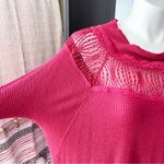 Free People Spring Valey Cranberry Red Lace Trim Long Sleeve Pullover Top Small Photo 1
