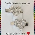 New Rhinestone Hear Hair Clips Set Silver Photo 3