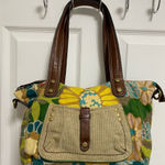 Fossil  Vintage Floral  Canvas Tote Bag with Brown Accents Photo 0