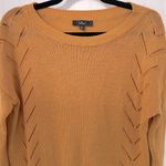 Lulus  Pointelle Me More Sweater Mustard Yellow Cotton Blend Oversized Size Small Photo 2