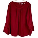 New York & Co. Pleated 3/4 Lace Sleeve Blouse Large Photo 0