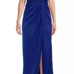 Liv Foster Charmeuse One Shoulder Satin Evening Gown Blue Womens Size 2 Photo 1
