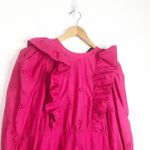 ZARA  Eyelet Pink Fushia Maxi Dress Cotton Poplin Long Puff Sleeve Small 7521/107 Photo 7