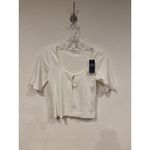 Abercrombie & Fitch Shirt Womens Small White Soft Ribbed Tie Front Crop Top Photo 1