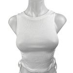 ZARA White Rib Knit Sleeveless Cutout Ruched Ties Crop Sweater Tank Top Size S Photo 0