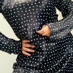 ZARA  New Women Black/White Long Sleeve Polka Dot Satin Dress Size Large Photo 0