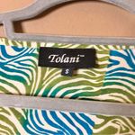 Tolani  100% Silk‎ Mixed Print V Neck Dress Green Blue Size Small Photo 2