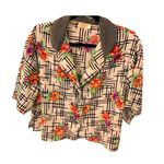 Victoria's Secret Vintage  Gold Label Collared Short Sleeve Shirt Floral 80s Sz S Photo 0