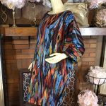 Emma & Michele  BLUE & TAN PRINT LONG KNIT TUNIC (XL) Photo 6