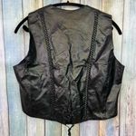 Genuine Leather Biker Vest Medium Black Vintage 90s Rocker Sleeveless Top Photo 2
