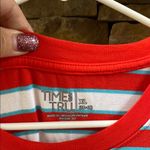 White Pink Tirquoise Blue Striped Knee Photo 1