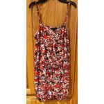 Banana Republic 100% Rayon Red & Black Floral Spaghetti Strap V-Neck Romper XS Photo 2