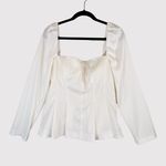 Antonio Melani Womens Top White Jaylani Square Pleated Peplum Blouse Size 12 Photo 1