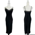 Victoria's Secret  Vintage Y2K Silk Black Maxi Mesh Neckline Dress Size Medium Photo 3