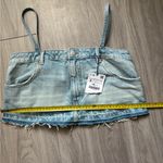 ZARA  Skirt Effect Crop Denim Spaghetti Straps Jean Tank Top Small NWT Photo 1