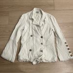 Show Me Your Mumu  Gillian Jacket Ivory Double Breasted Crepe Bell Sleeve Size L Photo 0