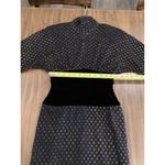 Fernando Sanchez Vintage brocade eyelet Long Sleeve black gold midi retro Dress Size XS Photo 3
