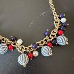 Statement Necklace Gold with Red White and Blue Accents Photo 1