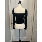 Reformation  Demi Black Square Neck Long Sleeve Top Size 2 Smocked Back Photo 1