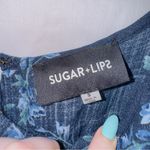 Sugar Lips Blue Floral Print Sleeveless Off The Shoulder Straight Leg Jumpsuit Photo 3