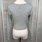LA Hearts L.A. HEARTS Stretchy Cropped Long Sleeve Scoop Neck Sweater Gray-Small Photo 1