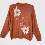 Vintage Orange Paisley Floral Mockneck Sweater Orange Size M Photo 3