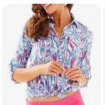 Lilly Pulitzer Cruiser Red Right Return Sailboat Button Up Shirt Size 10 Photo 10
