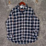 Old Navy Womens The Boyfriend Shirt Button Front Plaid Navy Flannel Size Xl Photo 0